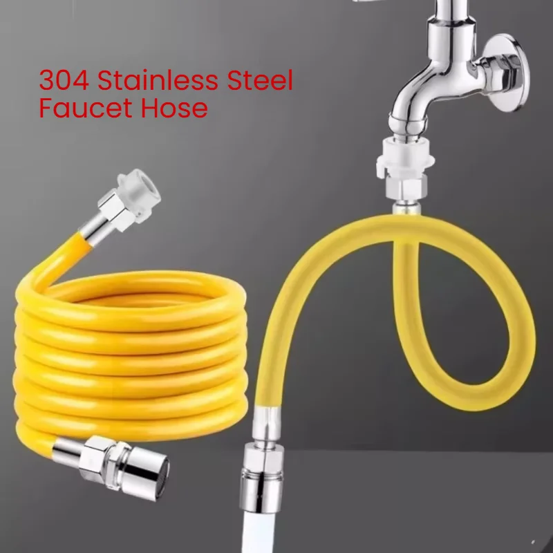 Faucet Extension Hose Adjustable Thickened 304 Stainless Steel Material Adjustment Free Bend Splash Proof Extension Tube Adapter