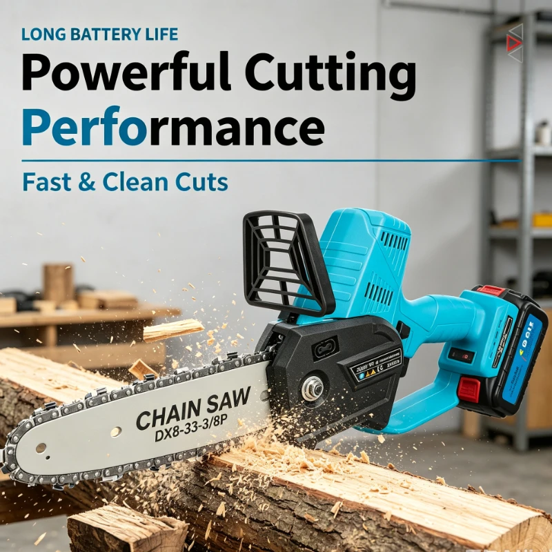 Shuchang Wireless Chainsaw, Garden Chainsaw Logging Saw, Rechargeable Single Hand Saw, Household Brushless Electric Chainsaw