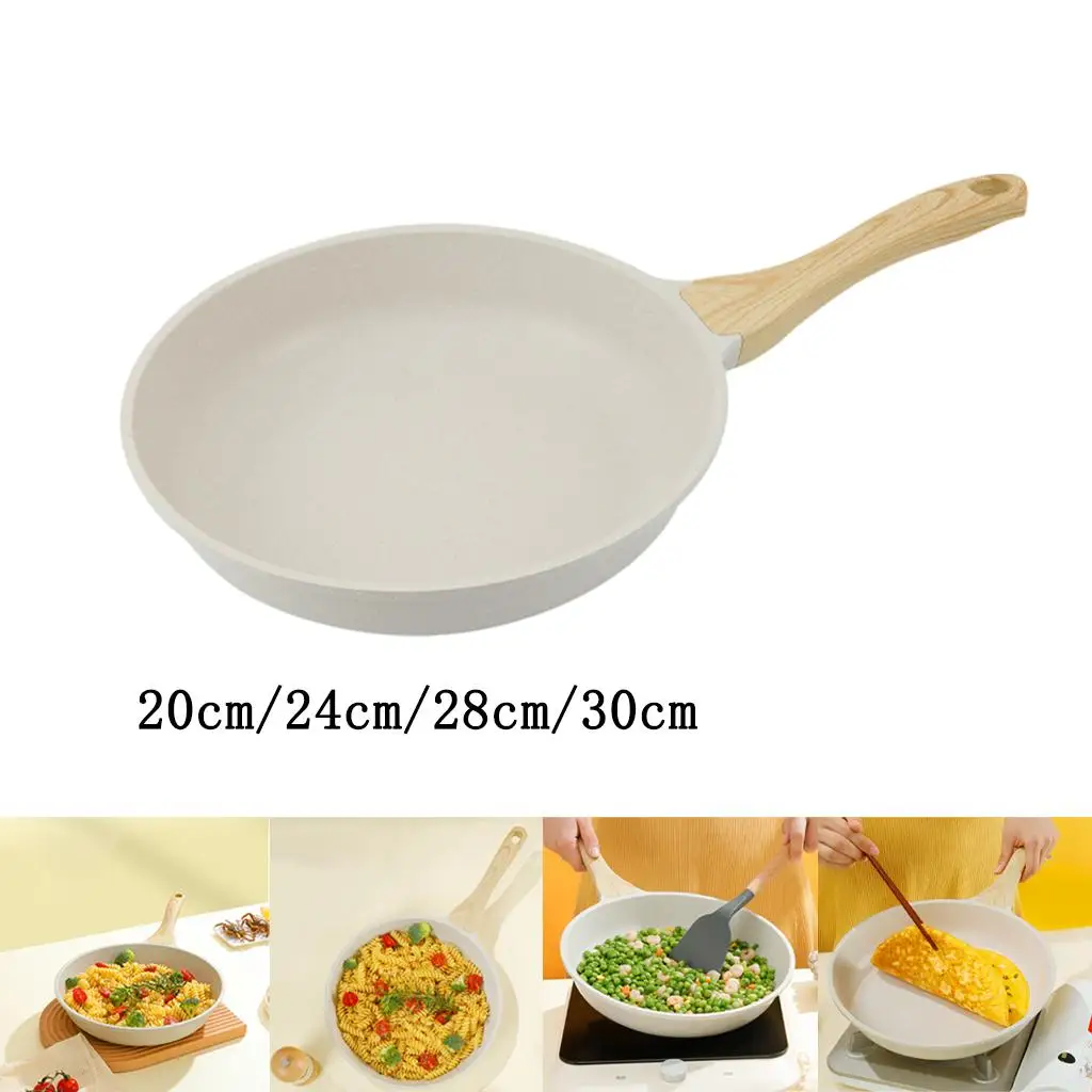 Nonstick Frying Pan, Granite Coating Stone Cookware White with Handle Egg Pan Skillet Frypan for Kitchen