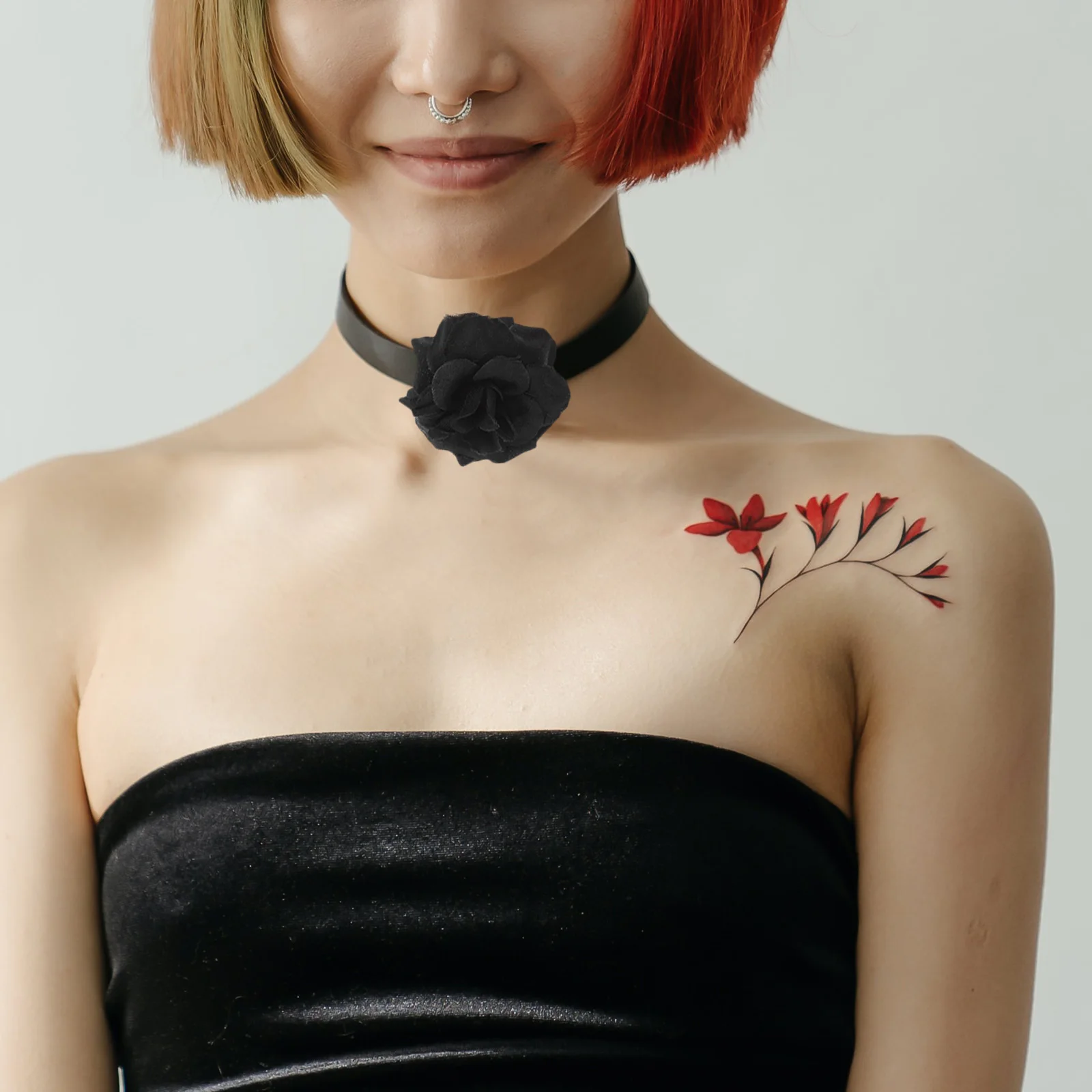 

50Pcs Black Artificial Silk Rose Flowers Fabric Plastic Wedding Decorative Roses for Car Arch Garland Brooch Clips Craft