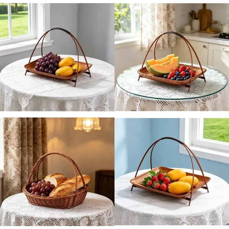 for Creative handmade bamboo weaving environmental protection shallow tray tray Japanese dried fruit dessert rack hanging