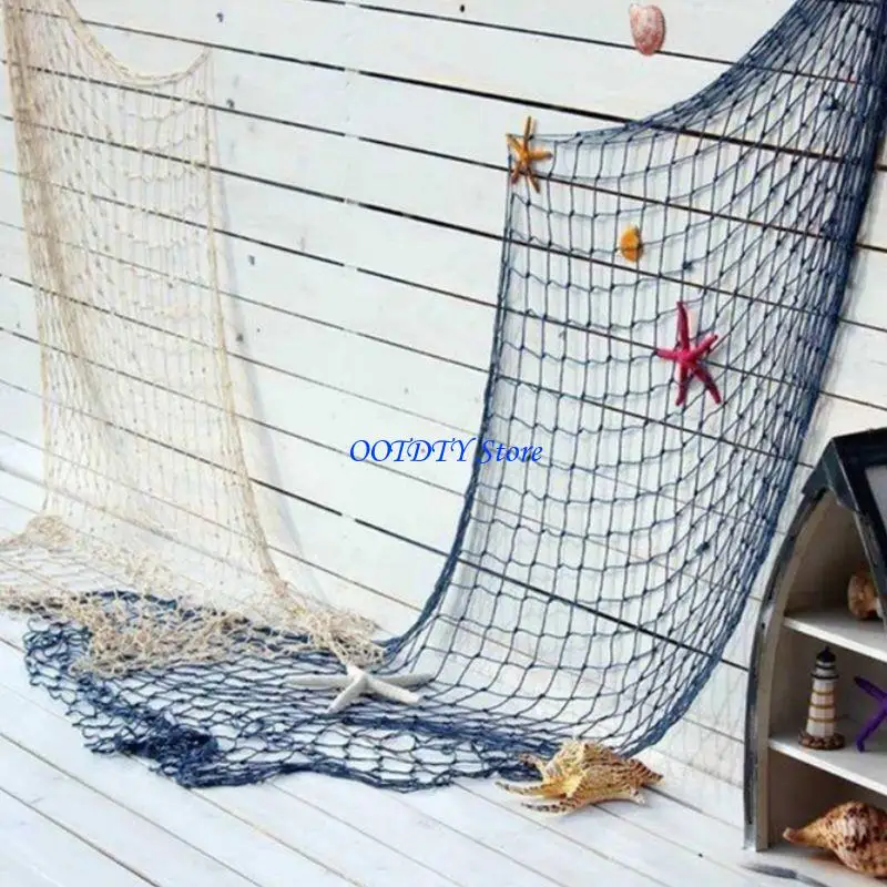 367A Mediterranean Handmade Woven DIY Fishing Net Seaside Wall Hanging Beach