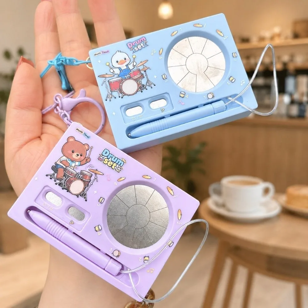 Recording Function Electronic Drum Keychain Portable Playable Electronic Piano Drum Keychain Cute Mini Size Music Keychain