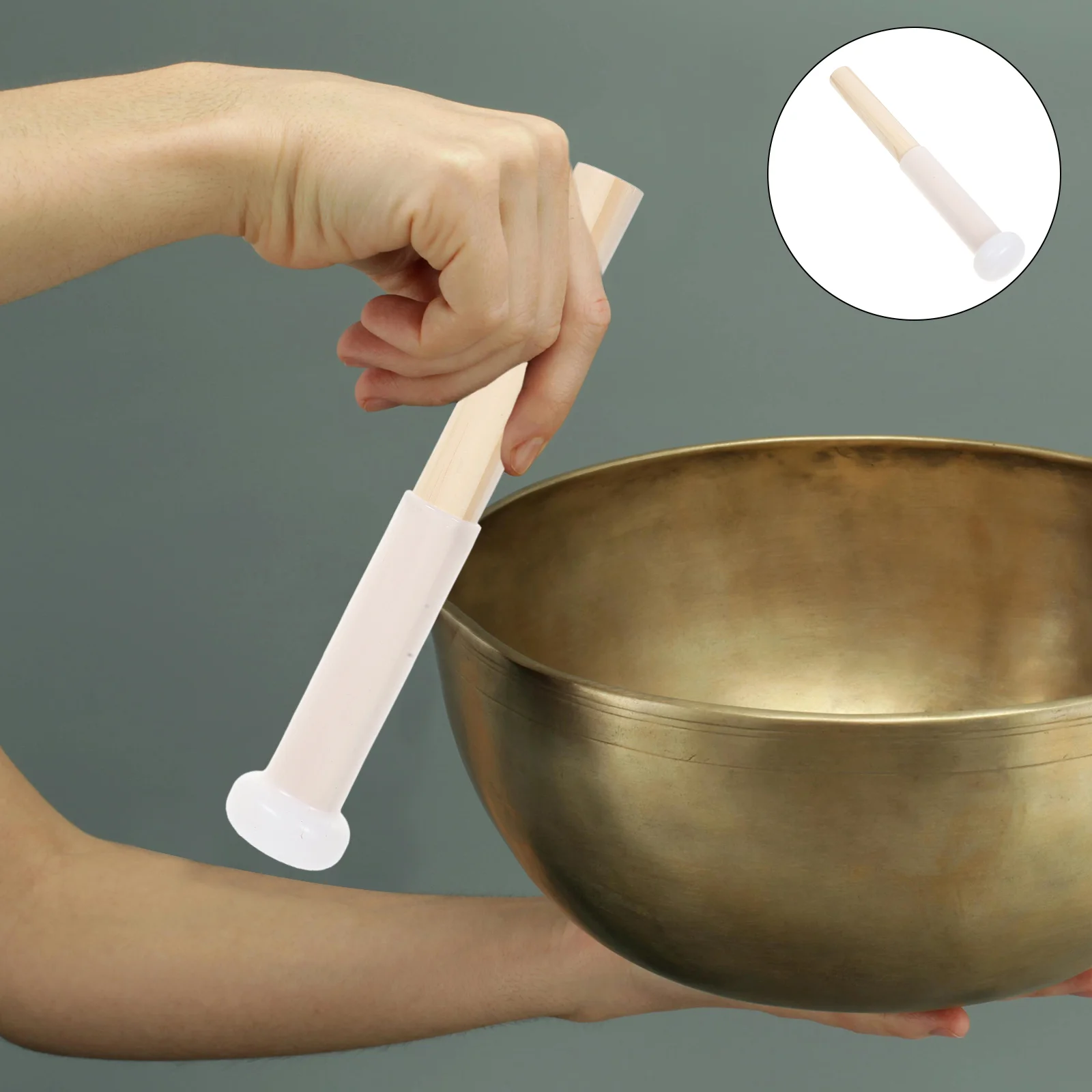 

Music Bowl Stick Small Sound Striker Bass Yoga Rod Chanting Bowls Mallet Rubber Singing Wooden