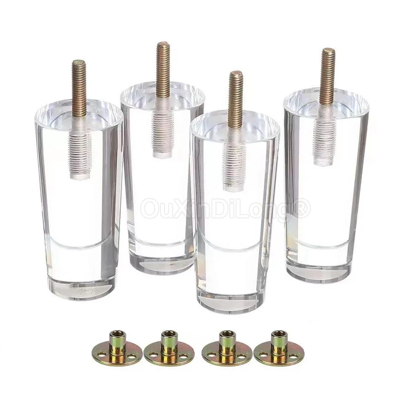 

4PCS Clear Acrylic Sofa Legs Round Replacement Lucite Furniture Legs for Cabinet Dressser Couch Footstool TV Stand Home DIY Legs