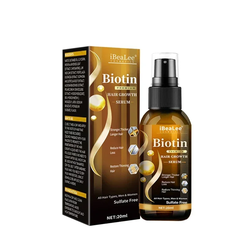 Haargroei Serum Biotine Anti Haarverlies Spray Hoofdhuid Behandeling Dikke Snelgroeiende Haarverzorging Etherische Oliën Voor Mannen Vrouwen