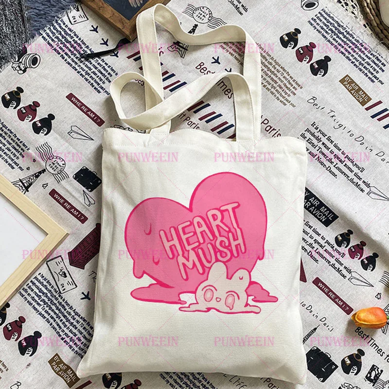 Aesthetic Cute Cartoon rabbit Print Harajuku Y2K Women Streetwear Canvas Bag Casual Bag Vintage chic Shopping Shoulder Handbag