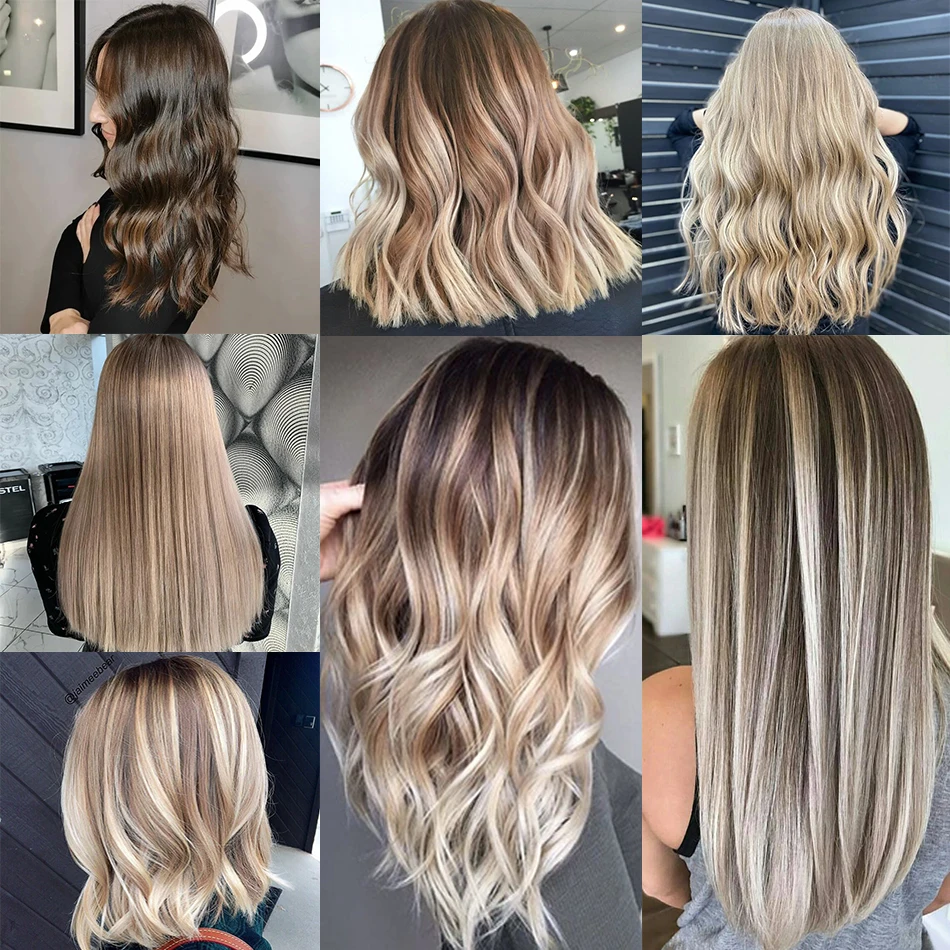 SOVO-grampo em extensões do cabelo, cabelo humano de Remy, louro de Ombre, 120g, 7 partes, peruano