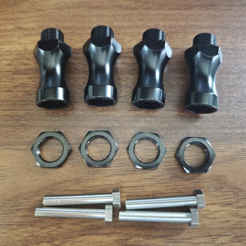 ชุดอะแดปเตอร์แปลงดุมล้อหกเหลี่ยมโลหะ RC 4 ชิ้น ขนาด 12 มม. ถึง 17 มม. พร้อมตัวต่อขยาย 30 มม. สำหรับอะไหล่รถ RC 1/10 HSP Desc410r Sct410 Scte Slash