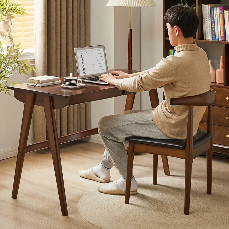 Mesa de madera maciza para estudiantes, escritorio nórdico Simple para leer, mesa de comedor familiar pequeña, ordenador portátil para el hogar