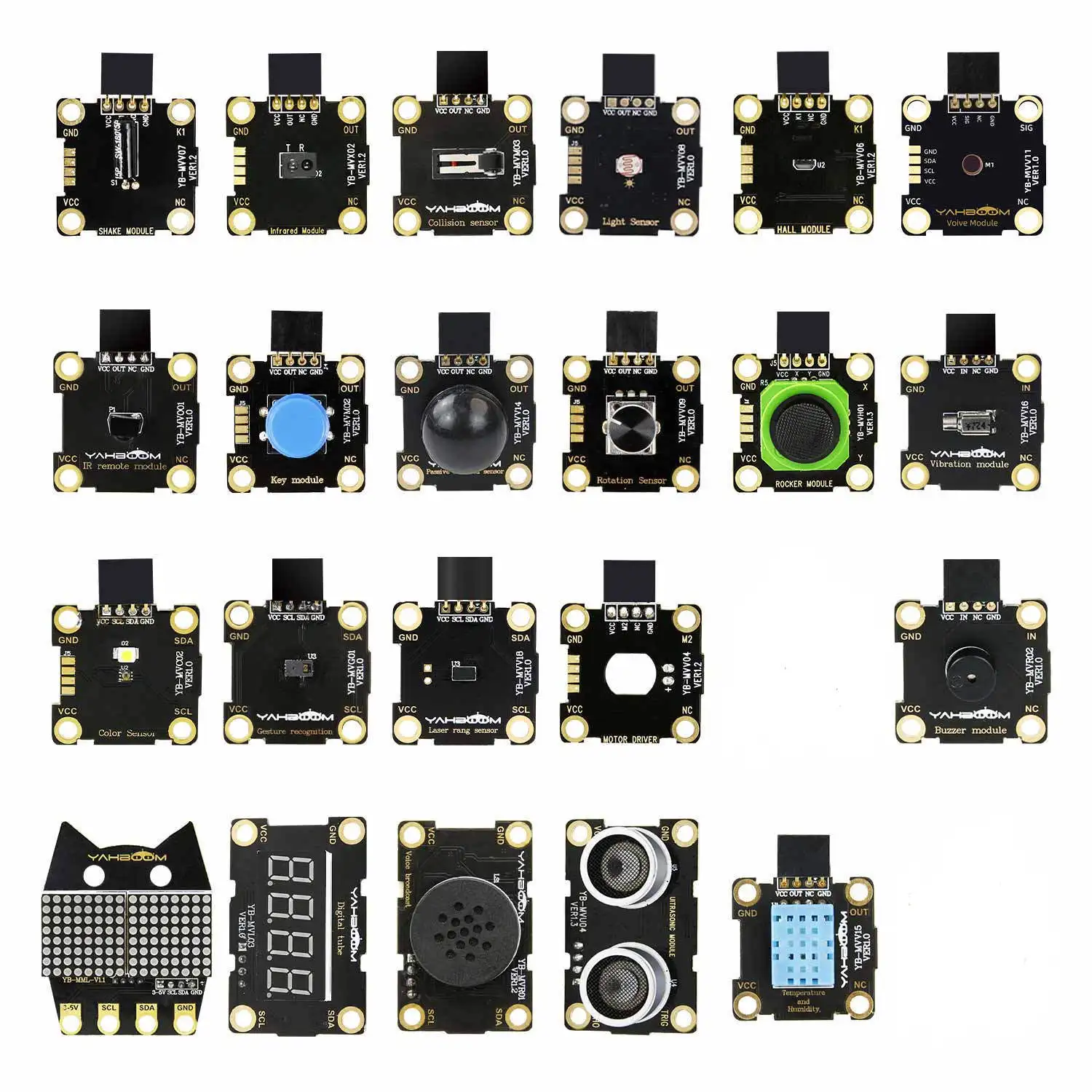 Yahboom Electronic Sensor Module for DIY Project Infrared Ultrasonic Temperature Humidity Dot Matrix Rocker Module