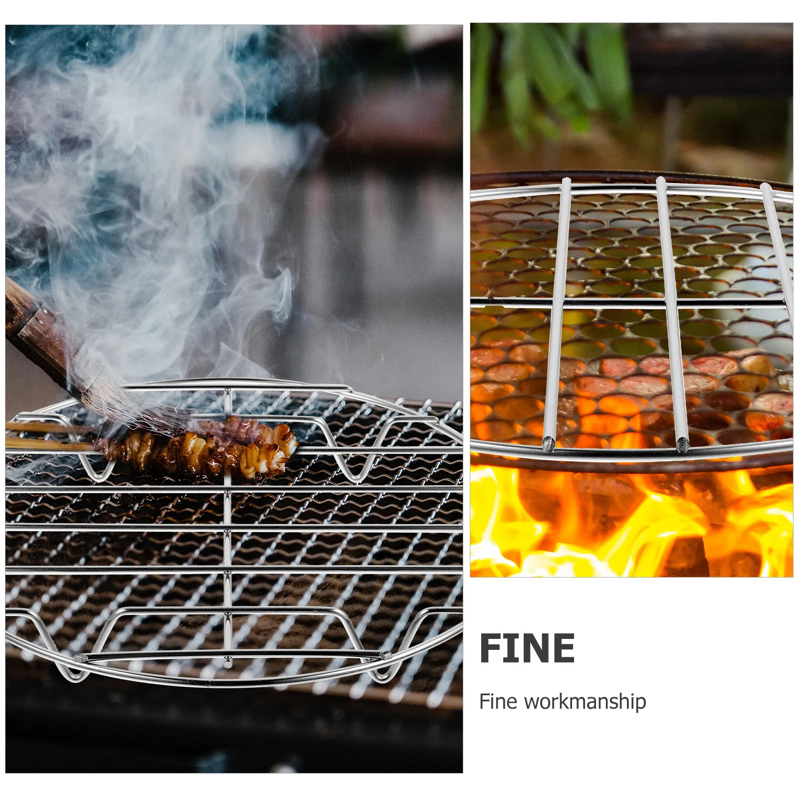 

20Cm Stainless Steel Meat Net Grilling Rack Round Fish Roast Rack Bbq Grill Pizza Baking Tool For Heat Distribution Without
