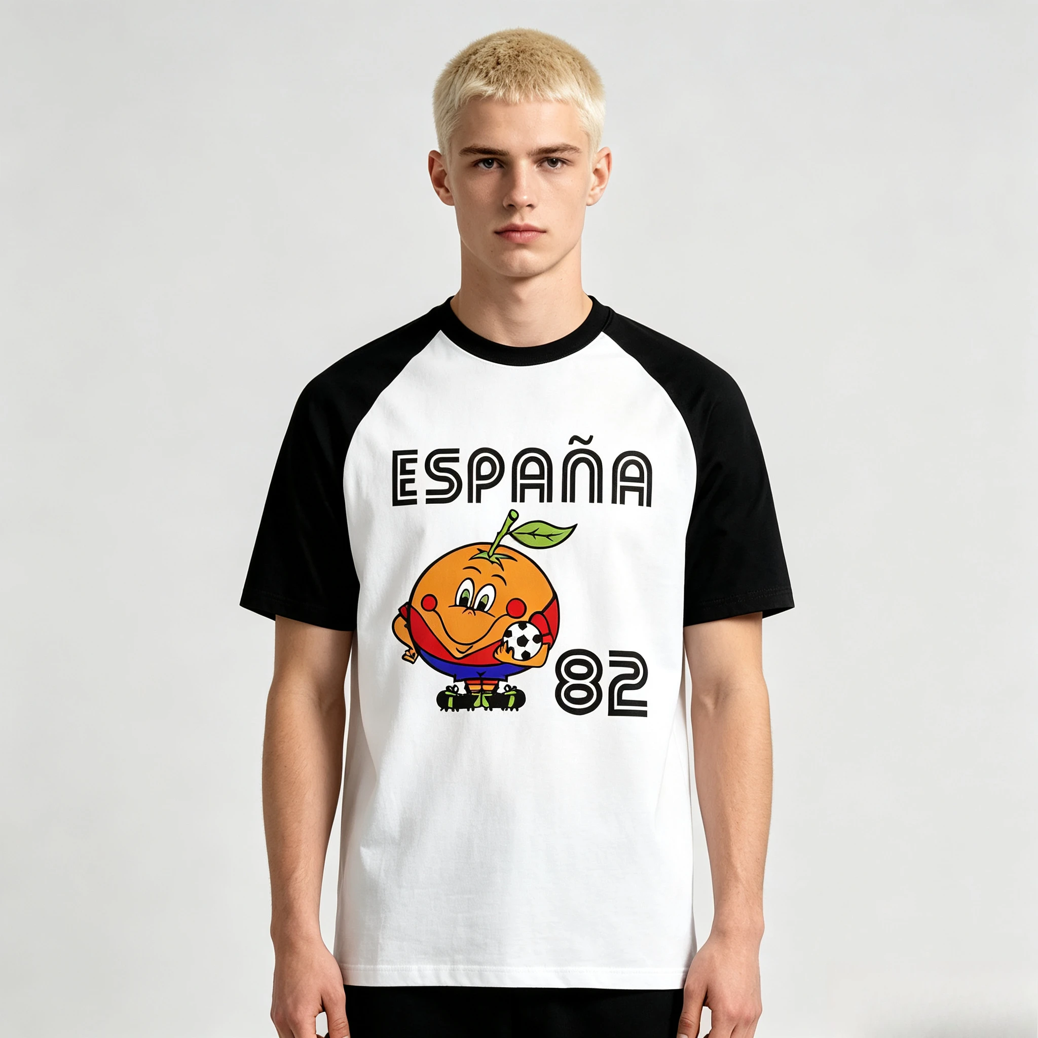Spain 82 Naranjito Football Sports T Shirt for Men Women Unisex O-Neck T-Shirts Retro Commemorative Football Jersey Men T-Shirt