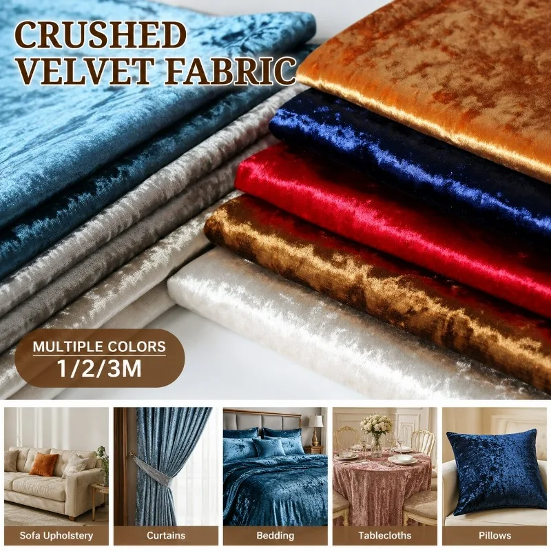 Tissu en velours de luxe 1/2/3M, brillant effet diamant, tissu d'ameublement doux en velours, matériau textile pour canapé, rideaux, coussins, décoration DIY