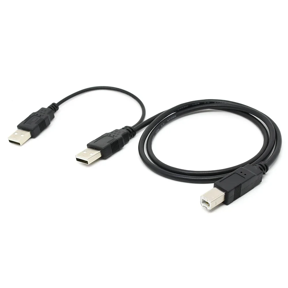 2 in 1 usb b to 2 usb a hard disk cable with power supply Dual USB 2.0 a to B usb y cable splitter power HDD External