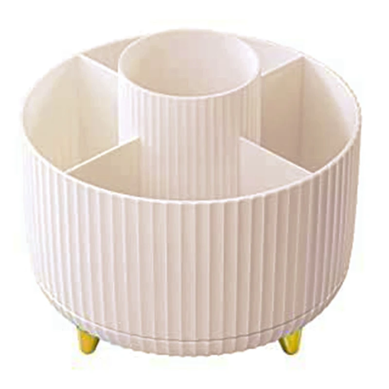 Makeup Brush Holder Organizer, 360° Rotating Pencil Pen Holder Cup, Desk Accessories, 5 Slot Make Up Brushes Cup-ABLL