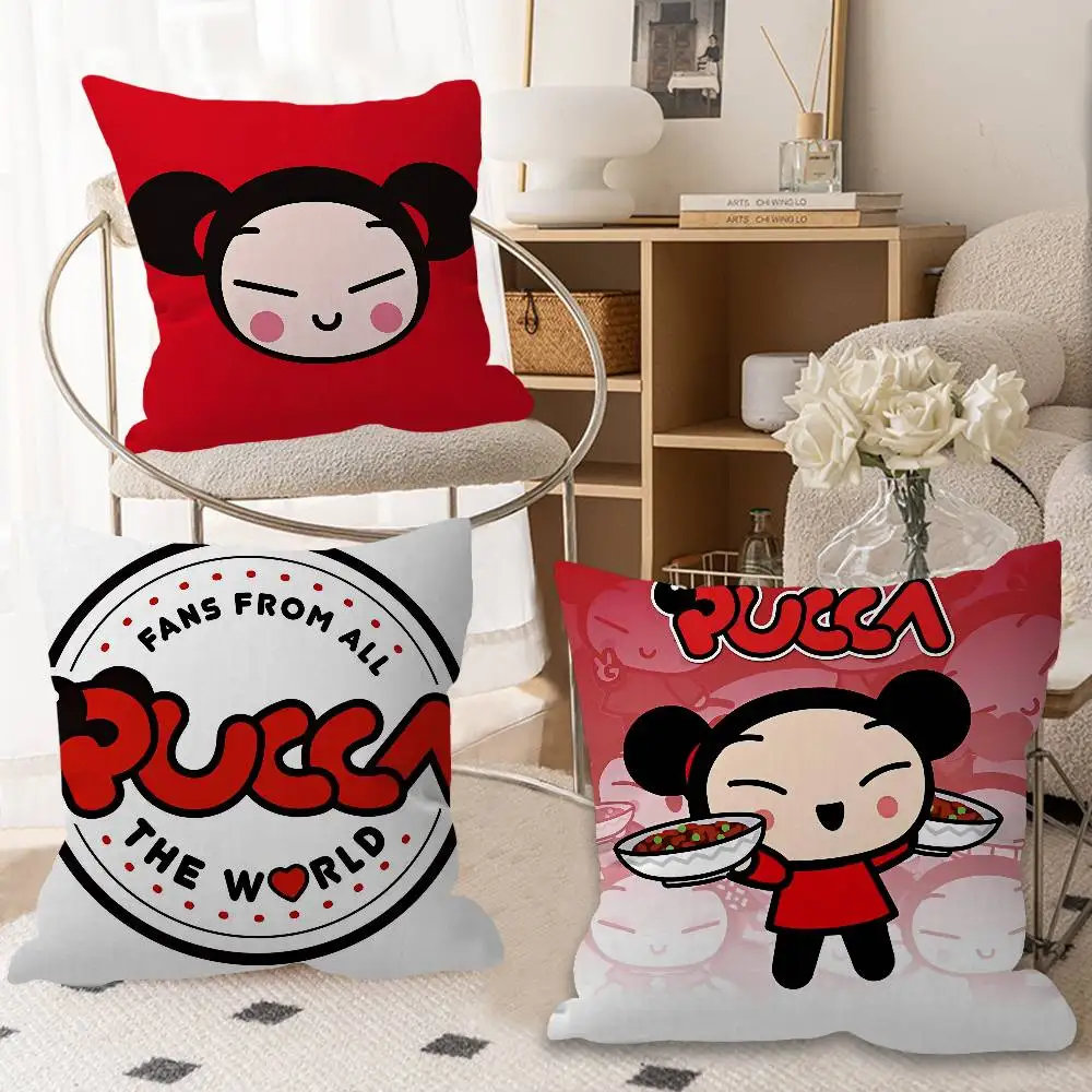 Cartoon Character P-Pucca Pillow Gift Home Office Decoration Bedroom Sofa Car Cushion Cover case 45x45