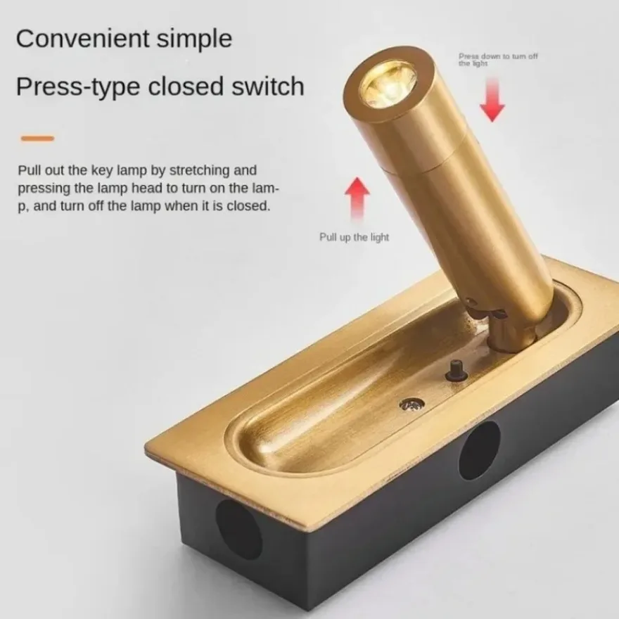 Imagem -06 - Moderno Embutido Led Lâmpada de Parede Quarto Cabeceira Sala de Estar Estudo Interior Luz de Leitura Cobre Preto Interface Usb