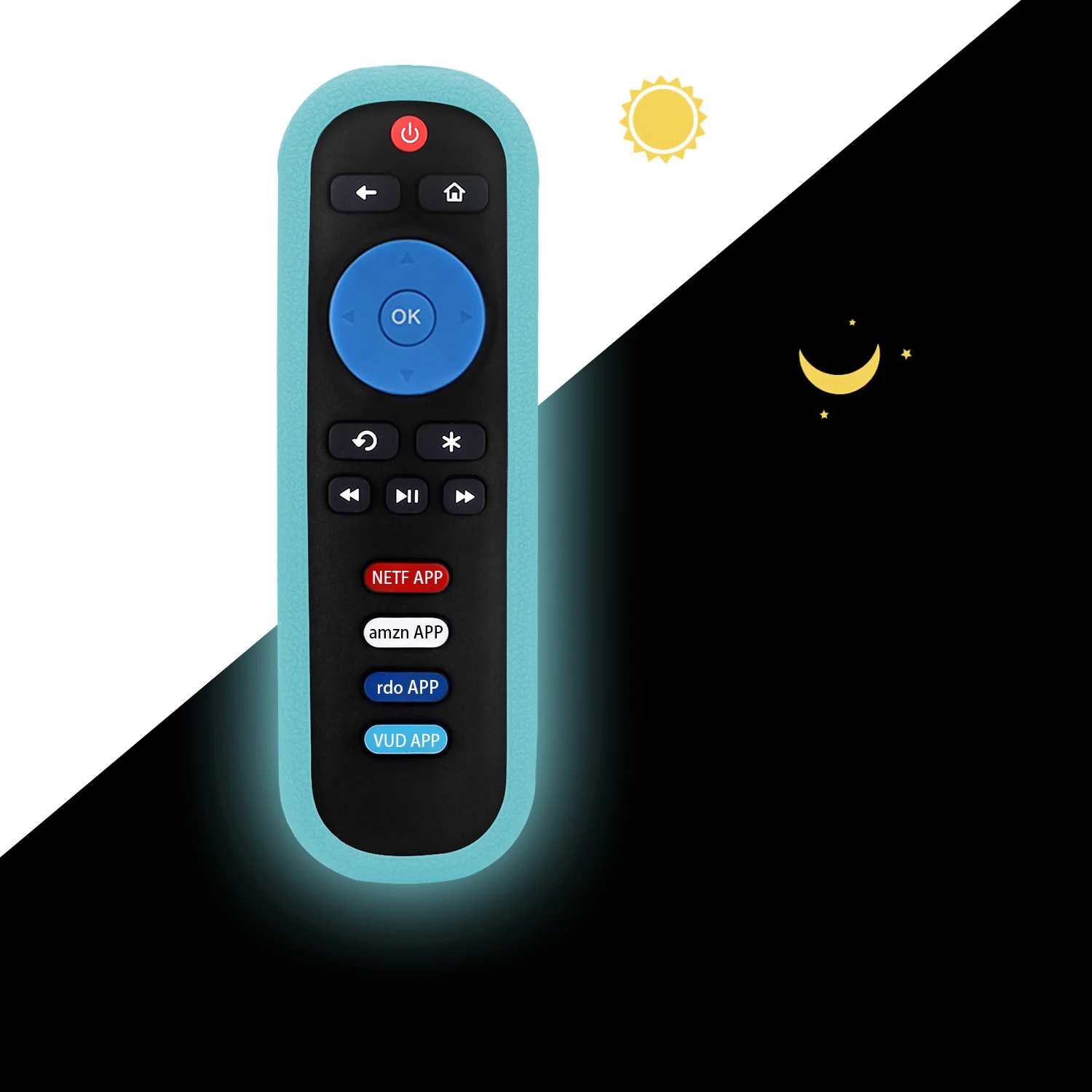 Protective Sheath Case Silicone Shockproof Cover Fit for TCL for Roku TV 3600R RC280 Remote Controller Anti-Lost Fluorescence