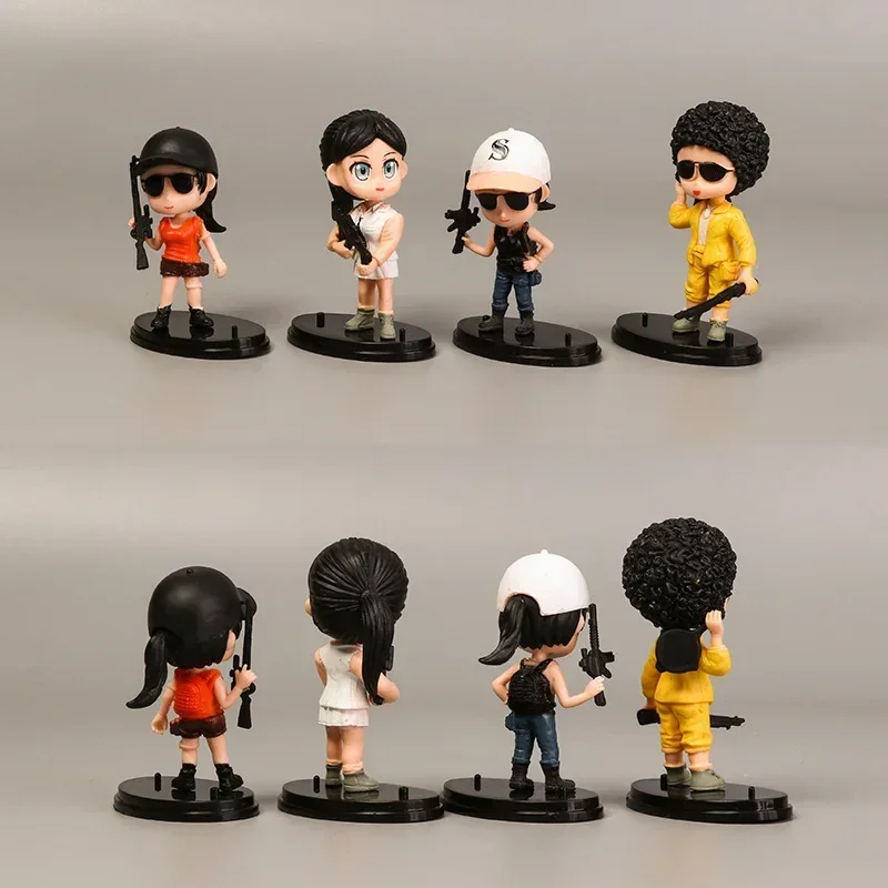 8 قطعة/المجموعة Q-النسخة PlayerUnknown's Battlegrounds دمية الإبداعية اليدوية PUBG لعبة سطح المكتب زخرفة نموذج دمية لعبة المحيط