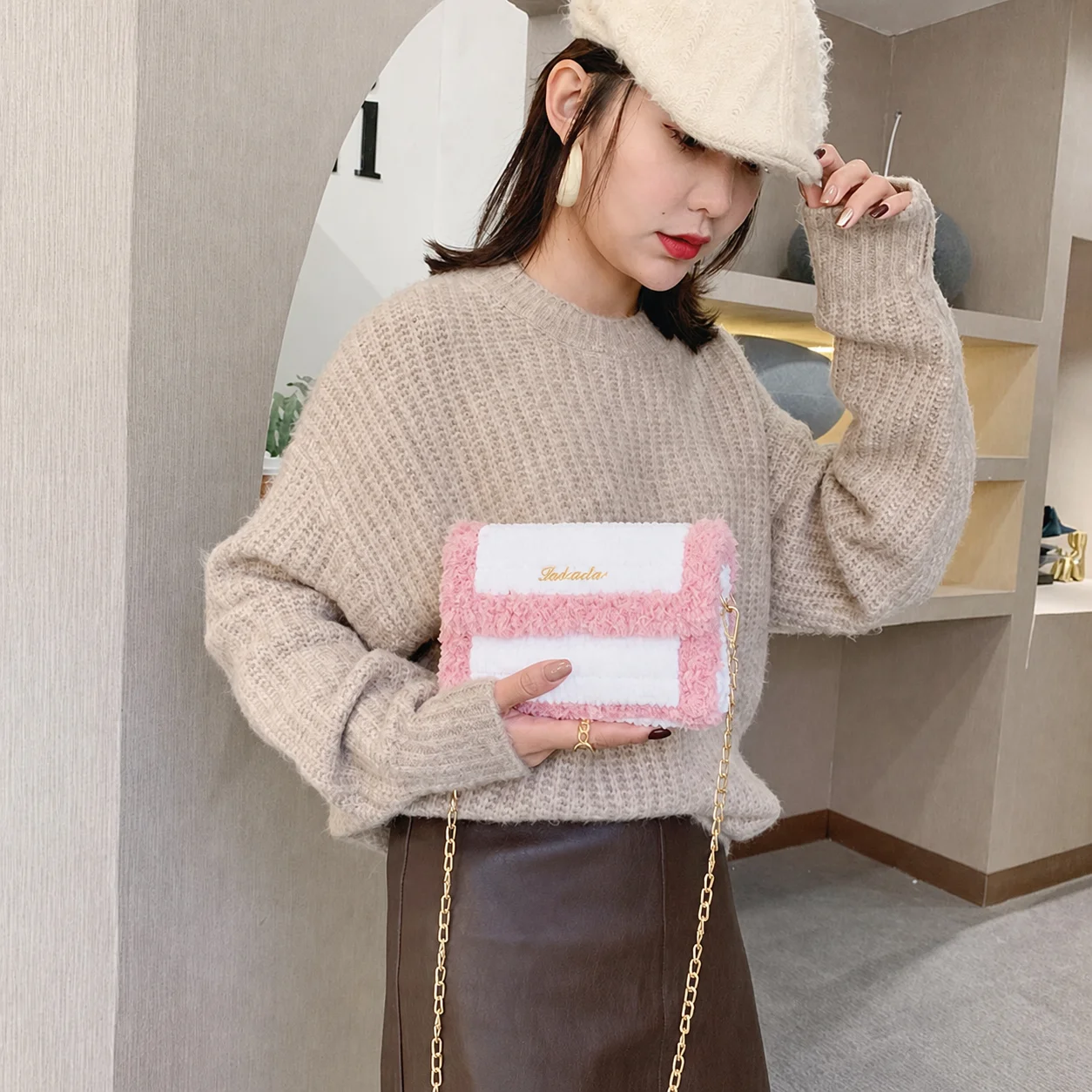 Hand Sewn Bag Kit Compact Crossbody Bag Making Accessories Small Square Bag Kit Delicate For Daily Outing Birthday Gift Leisure