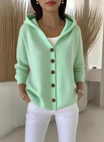 2025 New Foreign Trade Explosion Long Sleeve Hooded Button Open Shirt