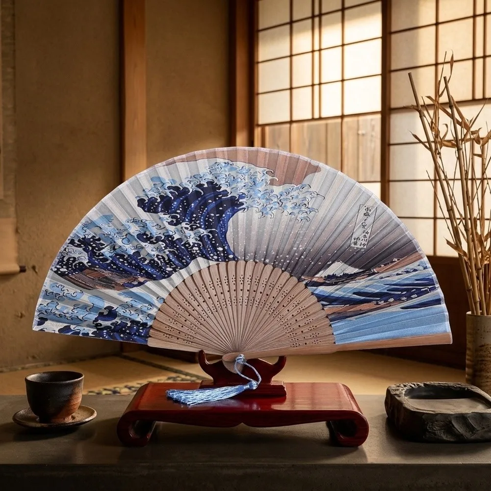 Stylish Silk Folding Fan for Special Events Including Photoshoots Dance Performances and Living Space Enhancement