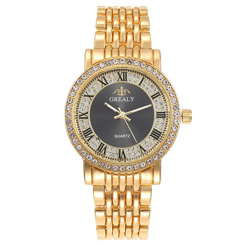 ساعة كوارتز للزوجين عصرية مرصعة بالألماس والسماء المرصعة بالنجوم والأرقام الرومانية مجموعة ساعات للرجال والنساء