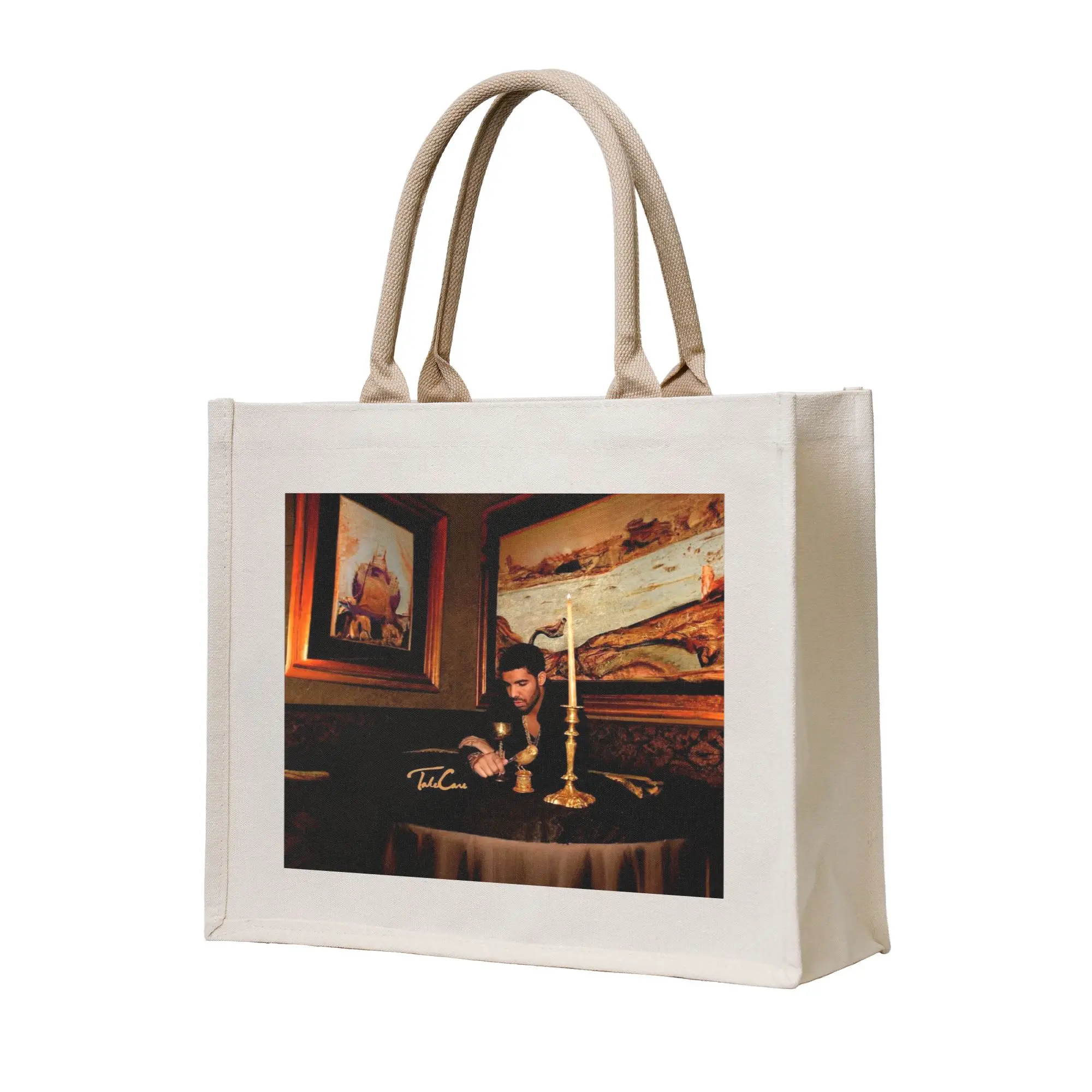 

Холщовая сумка-шоппер с изображением рэпера Дрейка из альбома Take Care, многоразовая, для девочек, на плечо, дорожная сумка-тоут