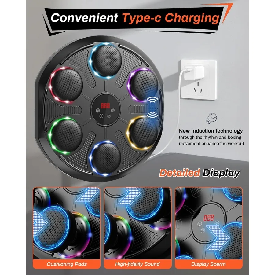 Wallmounted music boxing machine for adults featuring integrated gloves ideal for home indoor and gym use with immersive workou
