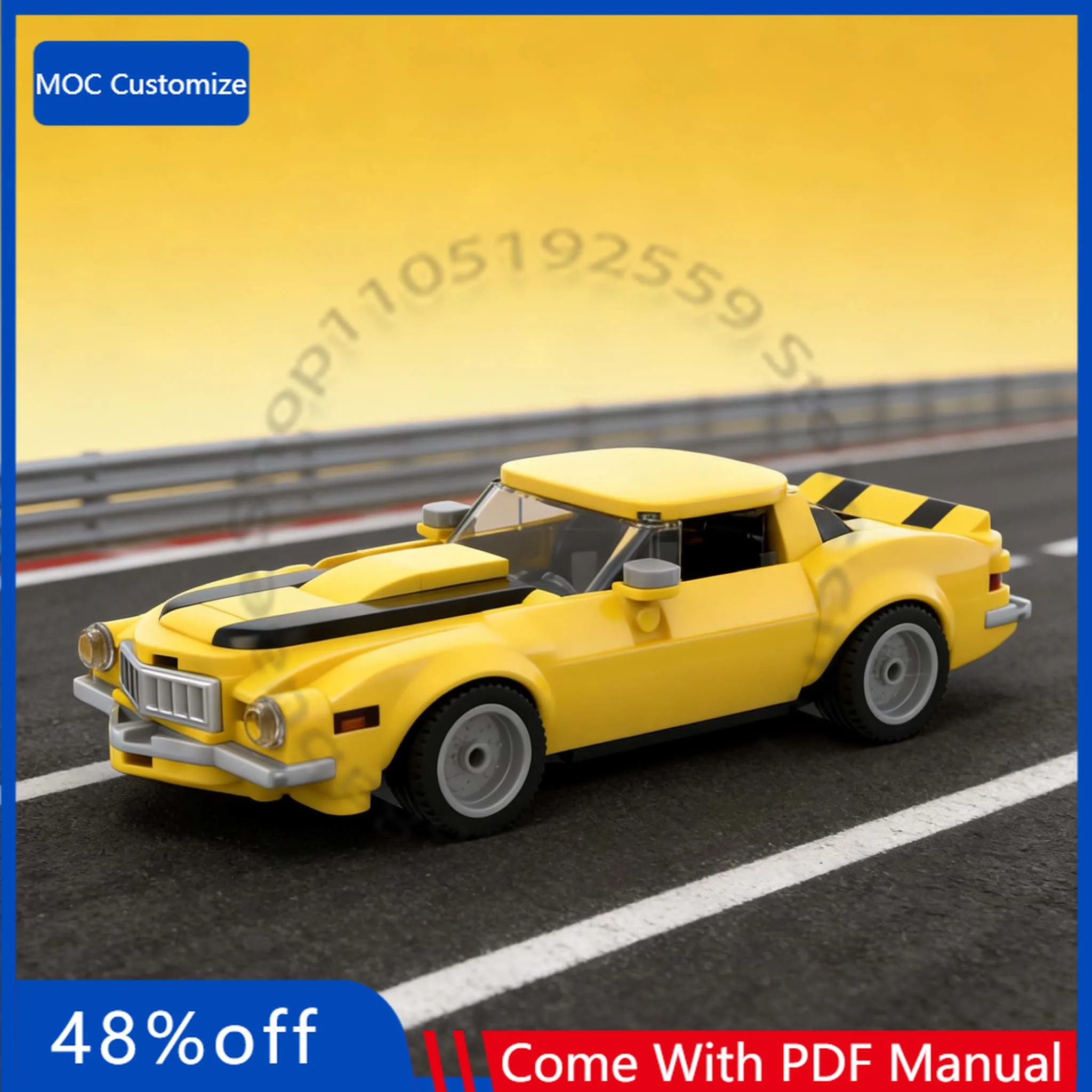 

284 PCS Speed Hypercar 1977 MOC Customize Modular Building Block Creative Design Brick Simple DIY Boys Festival Toy Adult Gift