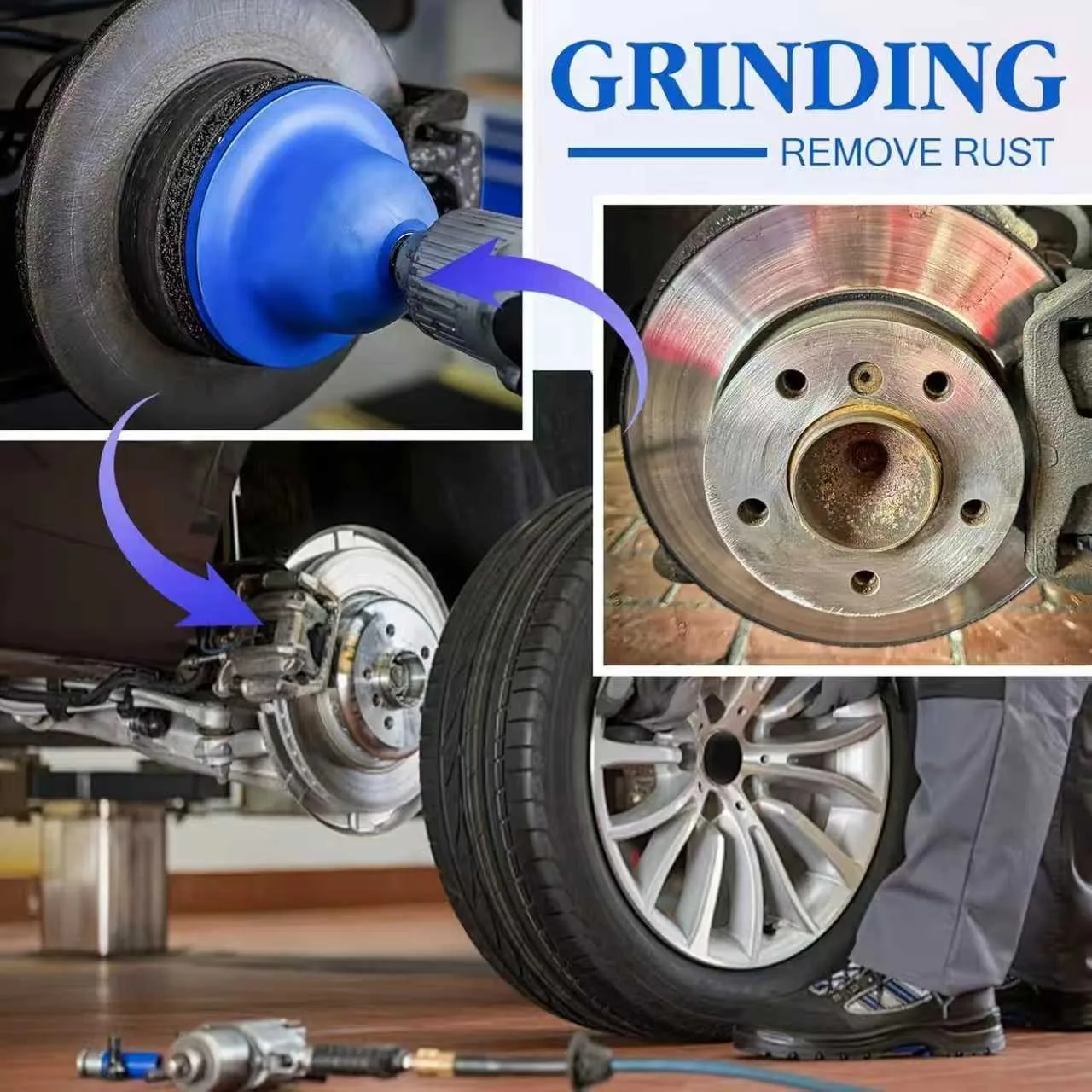 High Strength Plastic Car Wheel Hub Grinder For 1/2 Inch Connecting Rod Rim Polishing Tool Rust Removal Brake Disc Cleaning