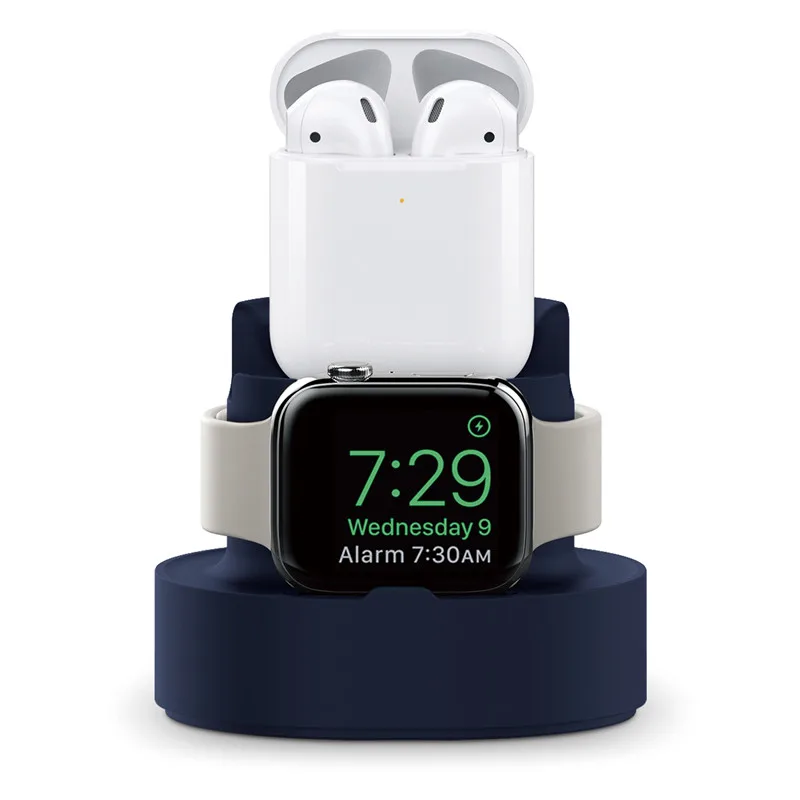 For iwatch AirPods 32 Pro Headphone Charger Charging Solid color Silicone Holder Base For Apple watch Series 8 7 6 5 4 3 2 SE