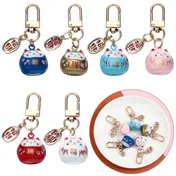 1PC Cute Lucky Cat Keychains Cartoon Girls Woman Lucky Cat Key Chains Car Bag Charm Ornaments Pendant Keyring Couple Gift