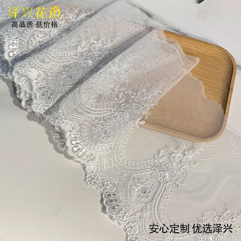 2Yards/18cm  White Polyester Soft Mesh Embroidery Lace Trimmings Dress Accessories Lace Fabric Sewing Crafts Doll Material