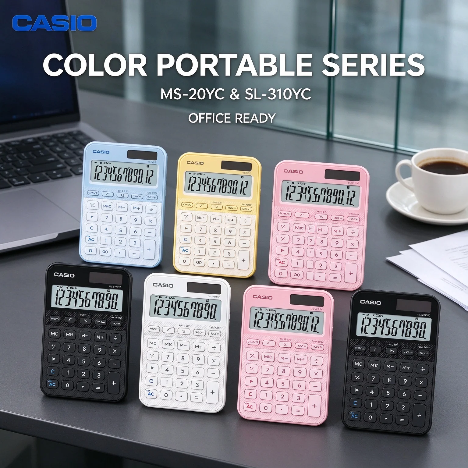 Casio MS-20YC SL-310YC Financial Calculator Solar Dual Power Large LCD Desktop Type for Office Student Cashier Work