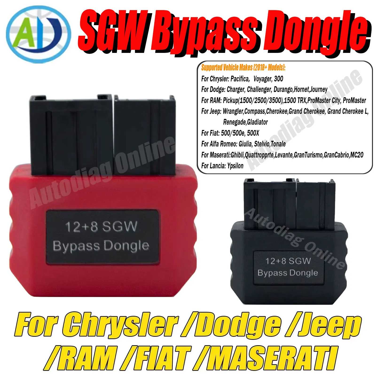 

SGW Bypass Dongle For FCA vehicle OBD2 Diagnostic For Chrysler/Dodge/Jeep/RAM/FIAT/MASERATI 12+8Pin Security Gateway Module Scan