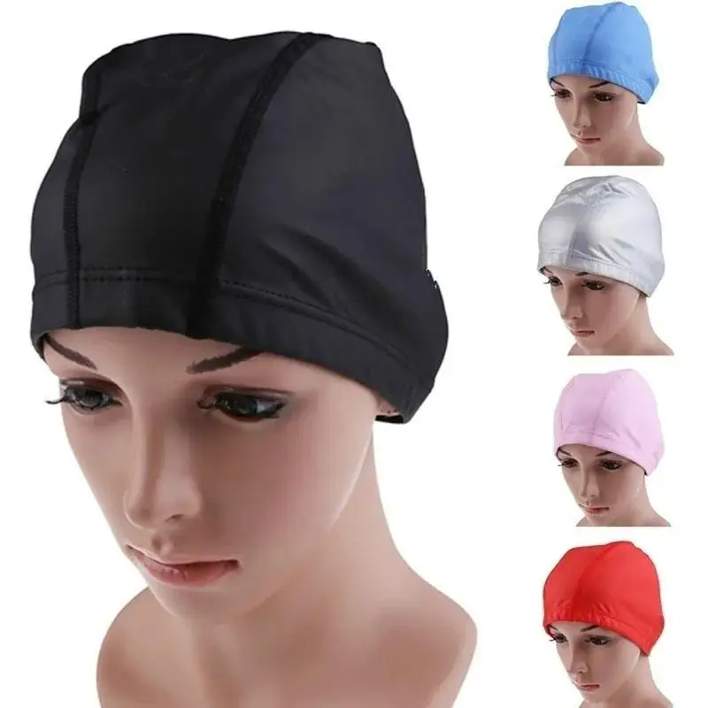 

1 Pcs Adult Swimming Cap Elastic Solid Color Unisex Swimming Cap Stretch Waterproof Protect Ear Hat For Swimming Women And Men