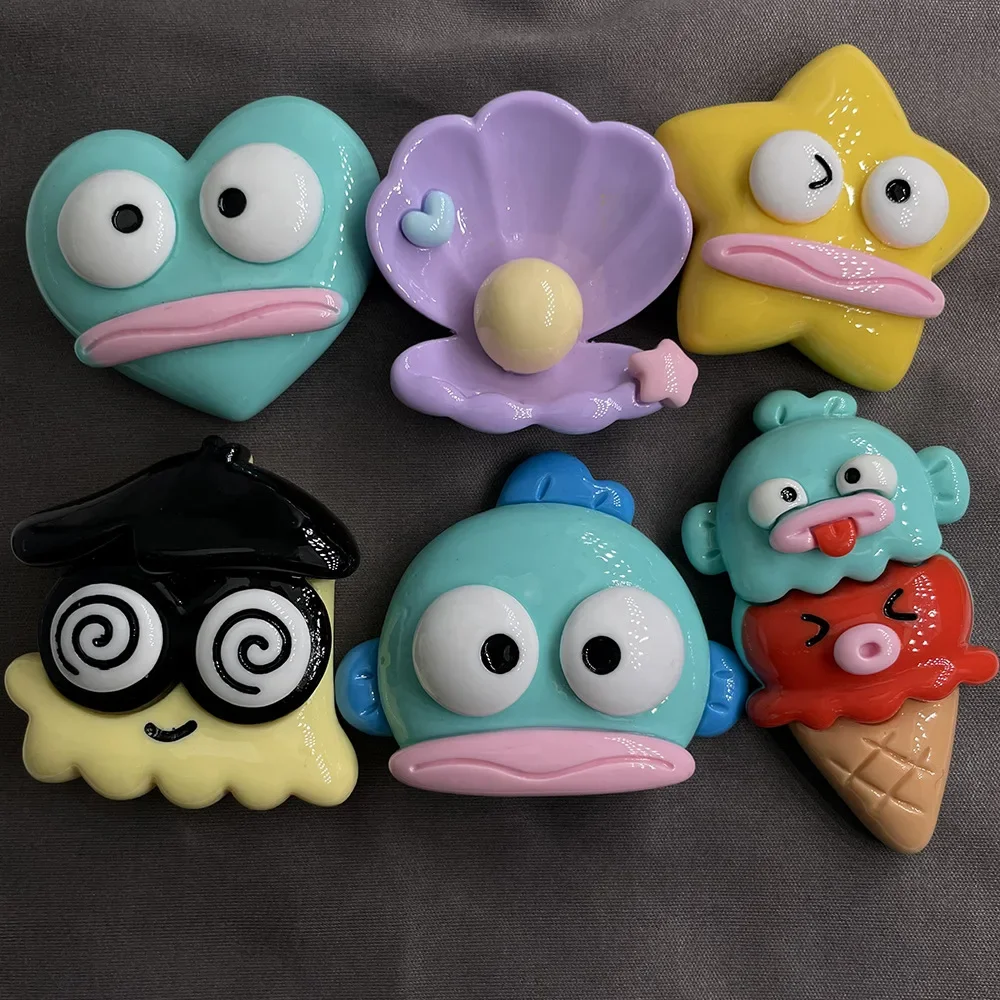 

2pcs miniso sanrio hangyodon resin flatback cabochons for diy jewelry making cartoon handmade crafts materials
