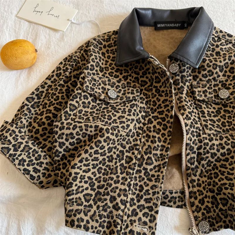 

Children's coat 2025 spring new boys and girls lapel jacket baby zipper shirt tide