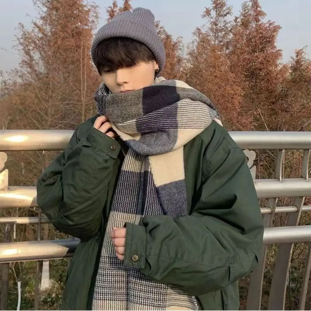 Sciarpa scozzese da uomo coreana di alta qualità Sciarpa scozzese invernale addensata casual Sciarpa scozzese lunga calda da uomo