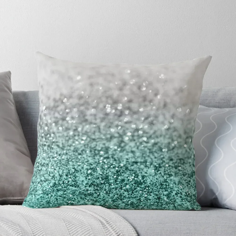 

Silver Teal Ocean Glitter Glam #1 (Faux Glitter) #shiny #decor #art Throw Pillow Christmas Pillow Decorative pillowcase Pillow