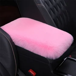 Cute Car Armrest Box Plush Cover Cushion Warm Center Console Arm Cover Pads Stowing Tidying Universal Automobile Interior Decor