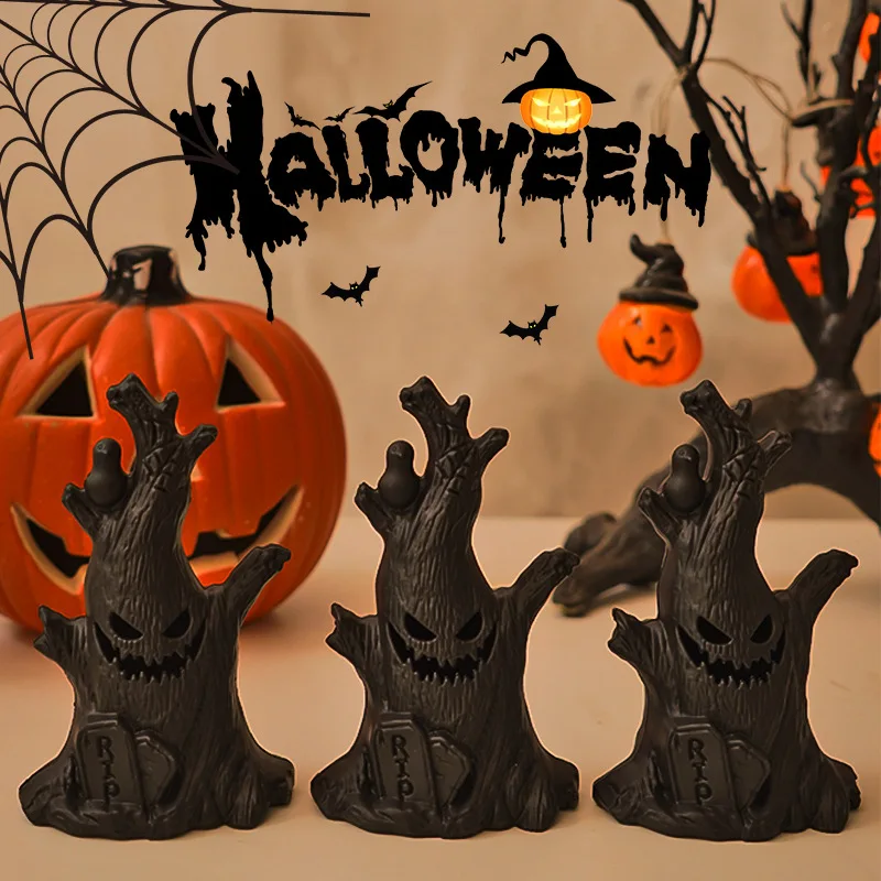 LED leuchtende Geisterbaumstumpf-Dekoration mit Kürbislicht, gruselig, für Halloween, Zuhause, Party, Dekoration, Geschenk, Geisterbaumstumpf, Lampe, Ornament