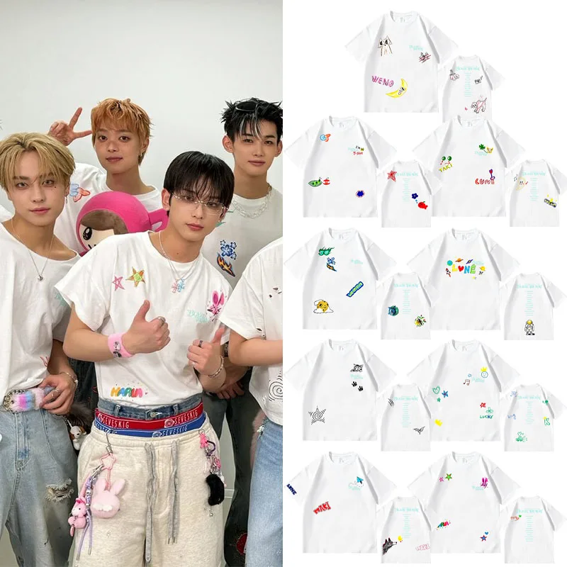 Team Concert Blaze the Way Graffiti Print round Neck Short Sleeve Pure Cotton T-Shirt Unisex Breathable Casual Youth Fashion