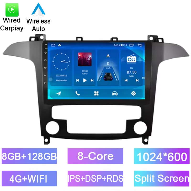 

Android car radio For Ford S Max S-MAX 2007-2015 stereo screen Carplay Android Auto Bluetooth GPS Navigation FM radio 9’