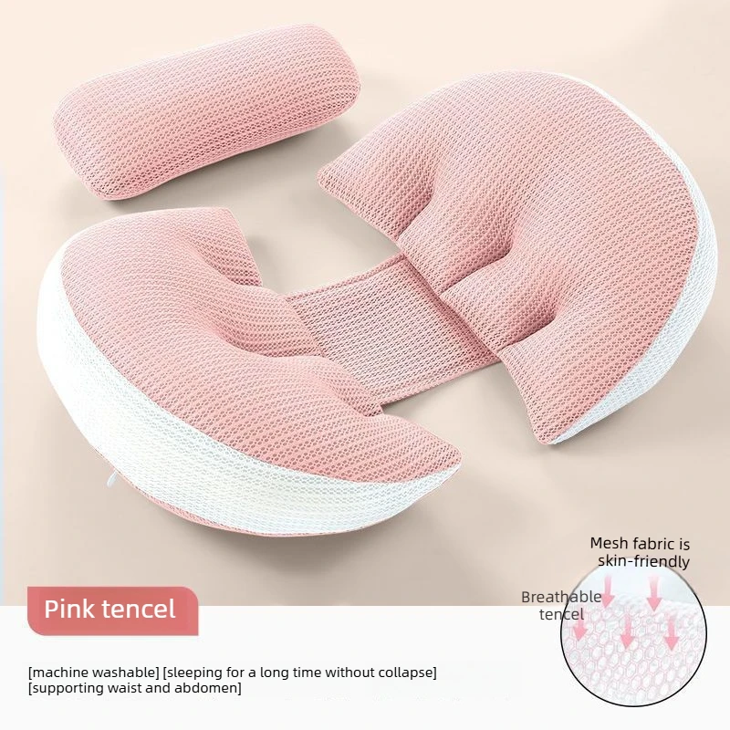 Soft High Elastic Pregnancy Lumbar Support Pillow Lenzing Tencel Breathable Summer Side Sleep Belly Support Pillow For Maternity