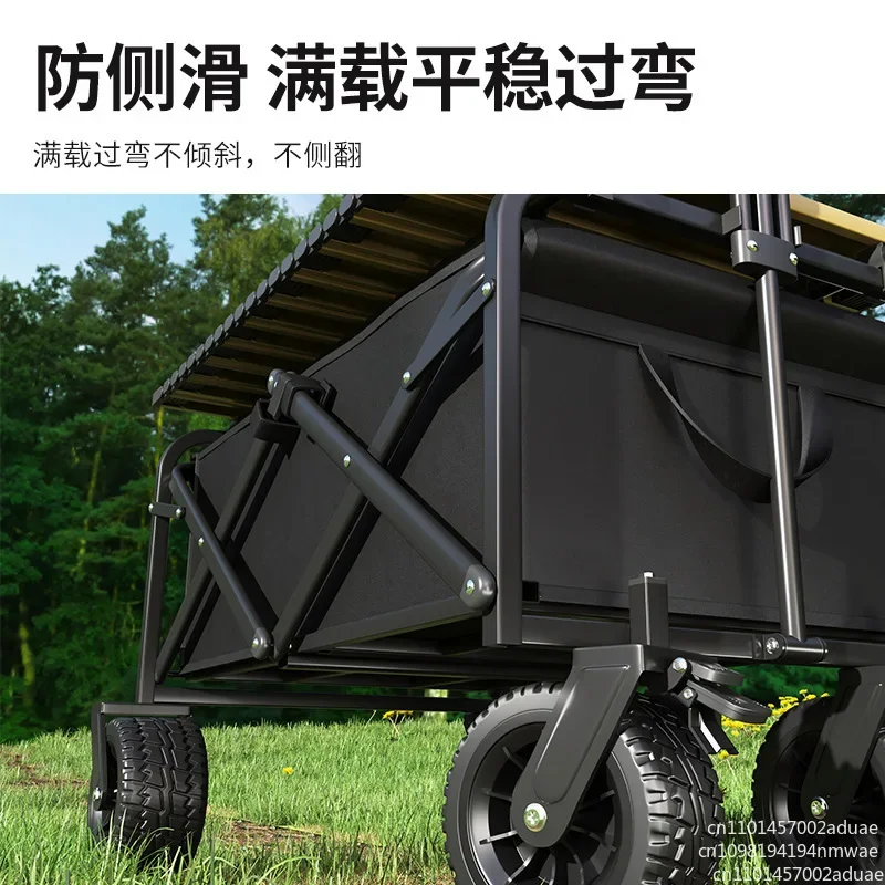 Camping cart outdoor folding oversized camping trolley trolley picnic cart table board camp cart trailer wholesale