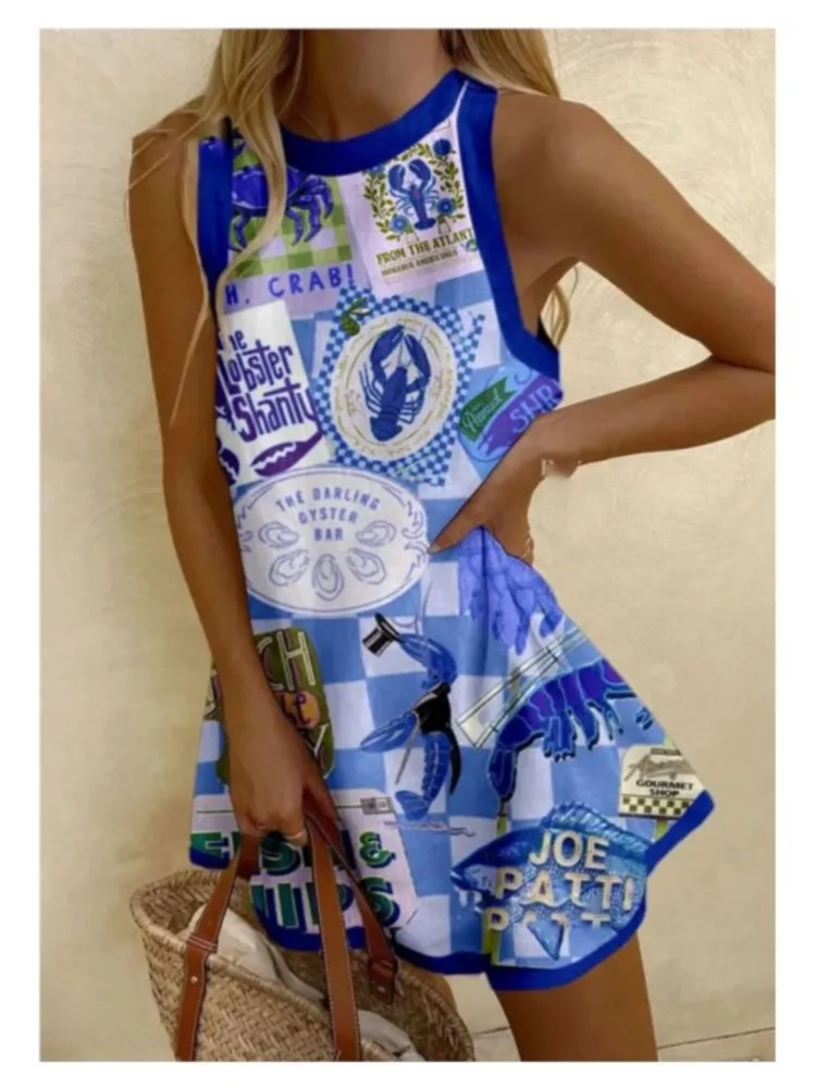

Summer Spring Dress Casual Retro Printed Temperament Dresses Women Comfortable Shirtdress New Vacation Beachwear Short Skirt