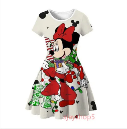 MINISO Stitch Dress Mickey Cartoon abbigliamento per bambini ragazze Disney Summer Dress ice Silk Girls Dress Gift